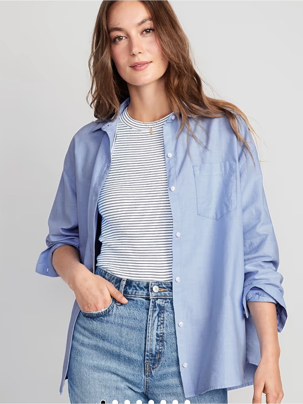 Old Navy The Boyfriend Shirt  Oxford Blue Size Small Tall NWOT